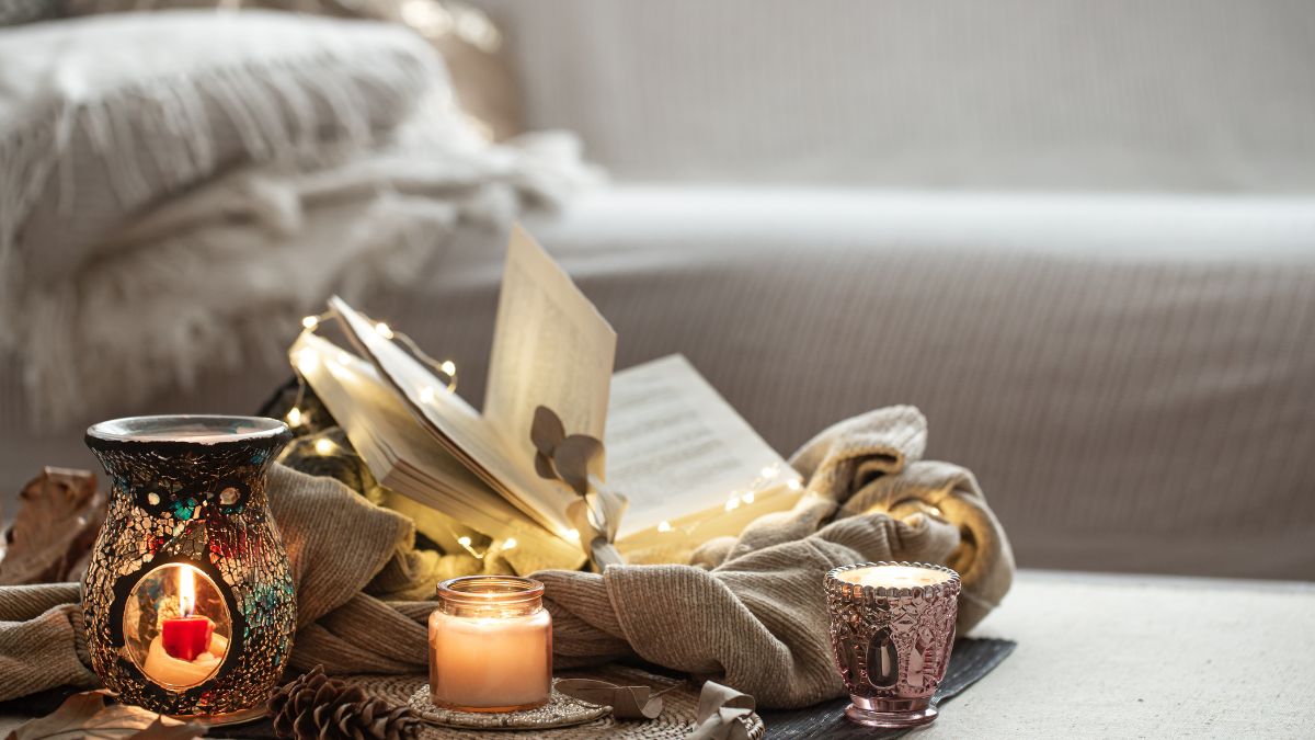 Altar natural com a energia do elemento terra montado no quarto